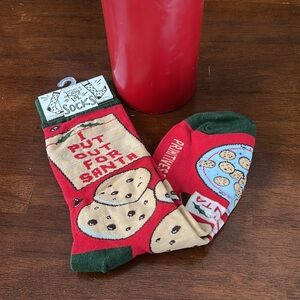NWT Christmas socks Cookies Santa Christmas cookies Red Green One size fits most